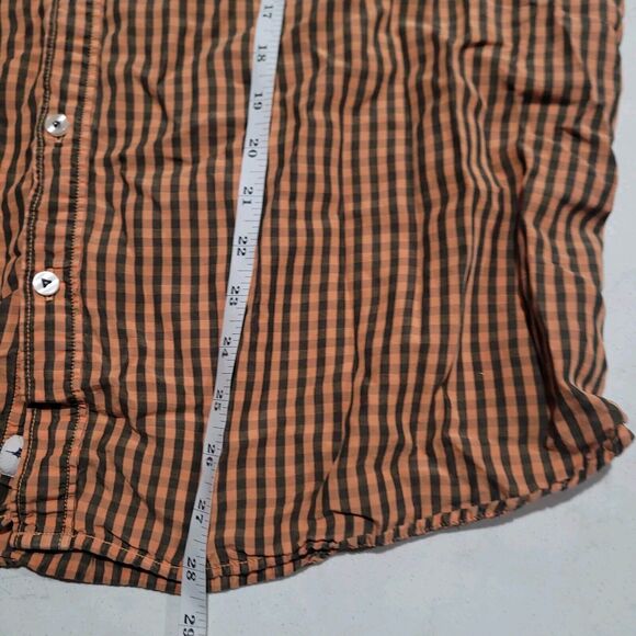 Tommy Bahama Jeans Island Crafted Lyocell Blend Pumpkin Orange Plaid Shirt EUC - Picture 4 of 11